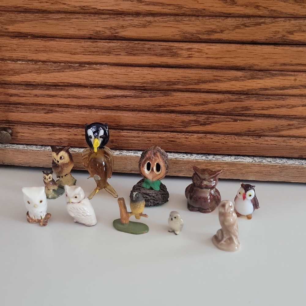 vintage Bundle Of 10 Owl Figurines